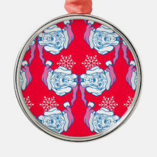 Lustiger Weihnachtshund Silbernes Ornament