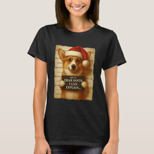 Lustiger Weihnachtshund - Süßer Corgi Santa Hut Te T-Shirt