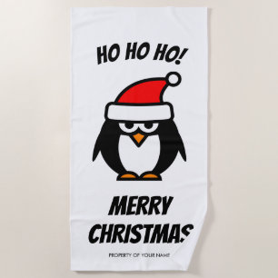 Lustiger Weihnachtsim Juli Sanktpenguin-Cartoon Strandtuch