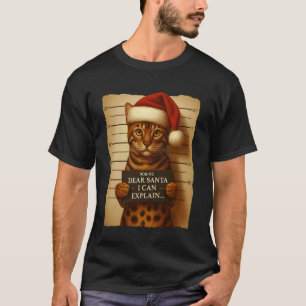 Lustiger Weihnachtskatze- Süße Bengal Katze Santa T-Shirt
