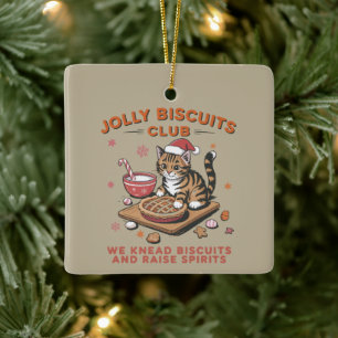 Lustiger Weihnachtskatzenliebhaber Fröhlicher Keks Keramikornament
