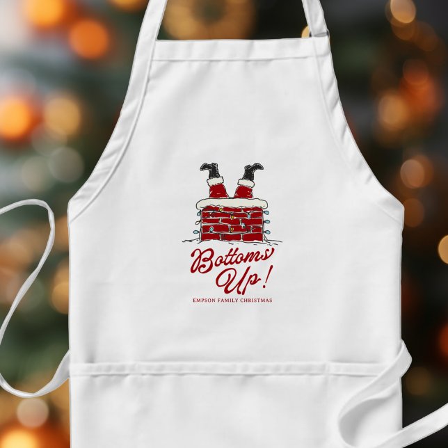 Lustiger Weihnachtskoch-Geschenk 'Santa Bottoms Up Schürze (Von Creator hochgeladen)