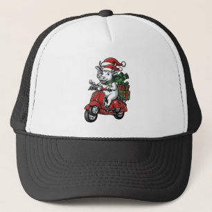 Lustiger Weihnachtskuh-Fahr-Roller im Vintage-Desi Truckerkappe