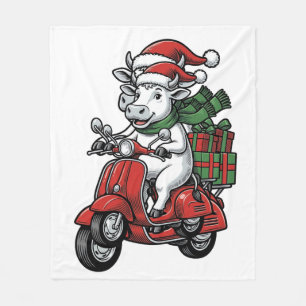 Lustiger Weihnachtskuh-Fahrrad-Roller im Vintage-D Fleecedecke