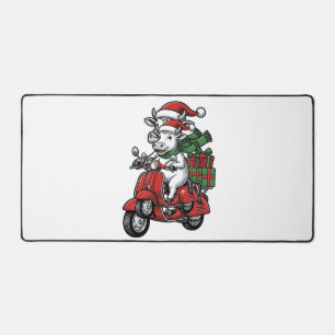 Lustiger Weihnachtskuh-Fahrrad Vintage-Design_ Schreibtischunterlage