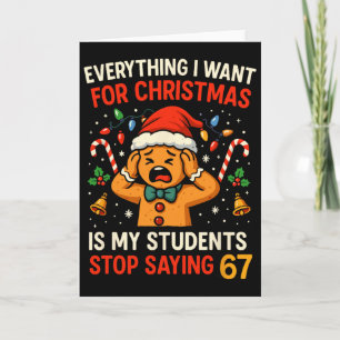 Lustiger Weihnachtslehrer 67 Sechs Sieben Schüler Karte