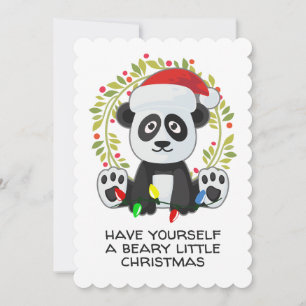 Lustiger Weihnachtslied-Wortspiel-Panda Feiertagskarte
