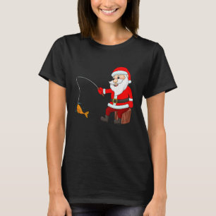 Lustiger Weihnachtsmann Angeln Weihnachten Fisch W T-Shirt