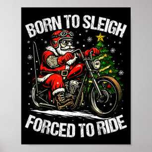 Lustiger Weihnachtsmann auf Motorrad Fahrrad Biker Poster