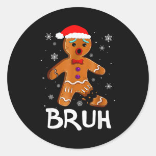 Lustiger Weihnachtsmann aus Lebkuchen Teens Jungen Runder Aufkleber