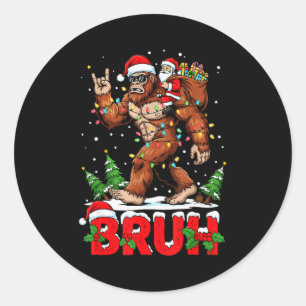 Lustiger Weihnachtsmann Bigfoot Sasquatch Rock Wei Runder Aufkleber