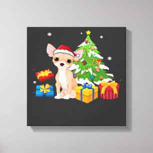 Lustiger Weihnachtsmann Chihuahua Hund Weihnachtsb Leinwanddruck