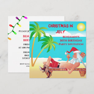 Lustiger Weihnachtsmann Christmas Im Juli Geburtst Einladung