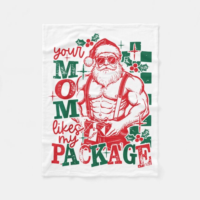 Lustiger Weihnachtsmann Deine Mutter mag mein Pake Fleecedecke (Vorderseite)