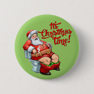 Lustiger Weihnachtsmann, der ein raues Weihnachten Button