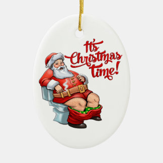 Lustiger Weihnachtsmann, der ein raues Weihnachten Keramik Ornament