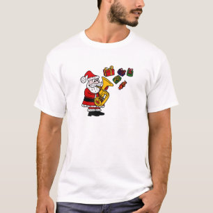 Lustiger Weihnachtsmann, der Tuba-Weihnachtskunst T-Shirt