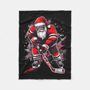 Lustiger Weihnachtsmann Eishockey Weihnachten Retr Fleecedecke
