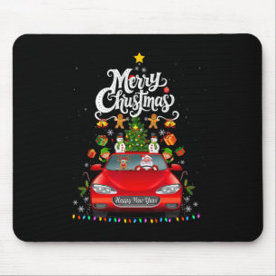 Lustiger Weihnachtsmann fährt Wagen roter LKW Weih Mousepad