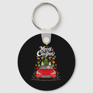 Lustiger Weihnachtsmann fährt Wagen roter LKW Weih Schlüsselanhänger