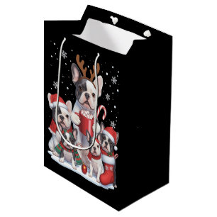 Lustiger Weihnachtsmann Französische Bulldogge Hun Mittlere Geschenktüte