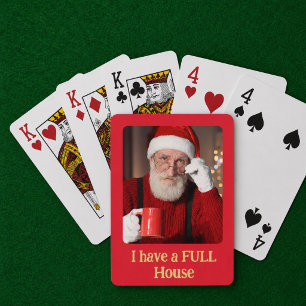 Lustiger Weihnachtsmann Full House Foto-Geschenk Spielkarten