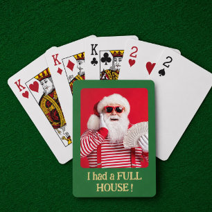 Lustiger Weihnachtsmann Full House Foto-Geschenk  Spielkarten