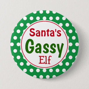 Lustiger Weihnachtsmann-Gas-Elf-Weihnachtsknopf-An Button