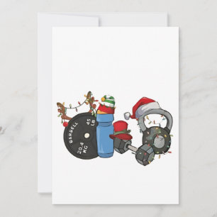 Lustiger Weihnachtsmann Gewichtheben Hanteln Fitne Feiertagskarte