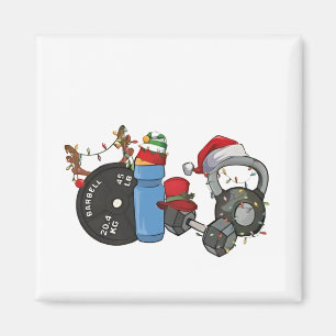 Lustiger Weihnachtsmann Gewichtheben Hanteln Fitne Magnet