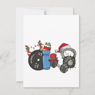 Lustiger Weihnachtsmann Gewichtheben Hanteln Fitne Mitteilungskarte