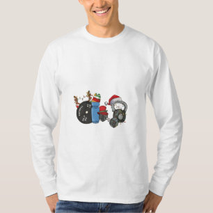 Lustiger Weihnachtsmann Gewichtheben Hanteln Fitne T-Shirt