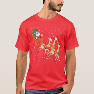 Lustiger Weihnachtsmann-Giraffen-Schlitten fliegt  T-Shirt