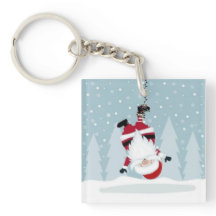 Lustiger Weihnachtsmann hängt kopfüber