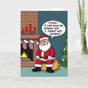 Lustiger Weihnachtsmann hat vergessen, warum er hi Karte