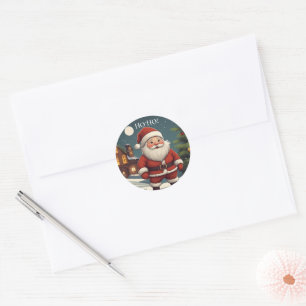 Lustiger Weihnachtsmann Ho Ho Frohe Weihnachten Au Runder Aufkleber