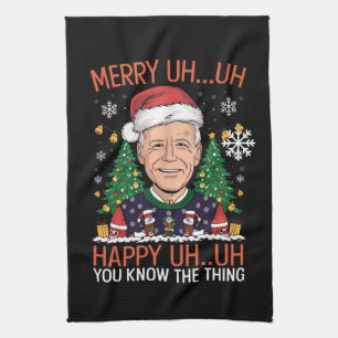 Lustiger Weihnachtsmann Joe Biden Frohe Äh Äh Weih Geschirrtuch