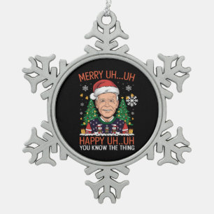 Lustiger Weihnachtsmann Joe Biden Frohe Äh Äh Weih Schneeflocken Zinn-Ornament