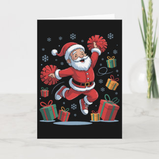 Lustiger Weihnachtsmann jubelt Cheerleading Weihna Karte