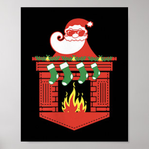 Lustiger Weihnachtsmann-Kamin-Witziges Weihnachten Poster