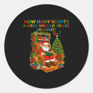 Lustiger Weihnachtsmann liest 67 Meme-Shirt Weihna Runder Aufkleber