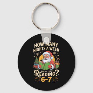 Lustiger Weihnachtsmann liest 67 Meme-Shirt Weihna Schlüsselanhänger