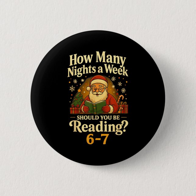 Lustiger Weihnachtsmann liest 67 Meme T-Shirt Weih Button (Vorderseite)