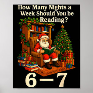 Lustiger Weihnachtsmann liest 67 Meme T-Shirt Weih Poster