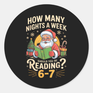 Lustiger Weihnachtsmann liest 67 Meme T-Shirt Weih Runder Aufkleber
