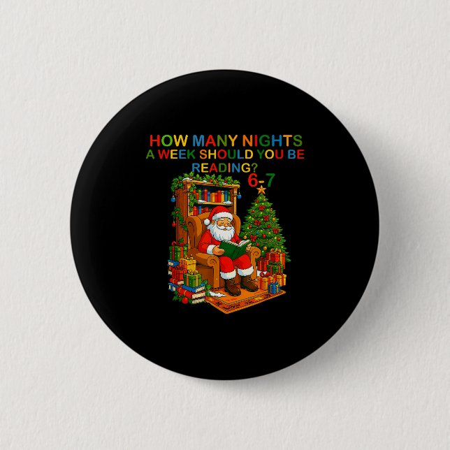 Lustiger Weihnachtsmann liest 67 Meme Tee Weihnach Button (Vorderseite)