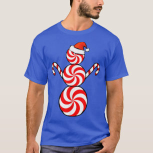 Lustiger Weihnachtsmann mit Pfefferminz-Schneemann T-Shirt