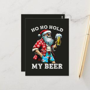 Lustiger Weihnachtsmann mit Sonnenbrille und Bier Postkarte