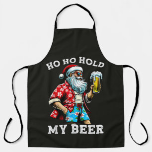 Lustiger Weihnachtsmann mit Sonnenbrille und Bier Schürze