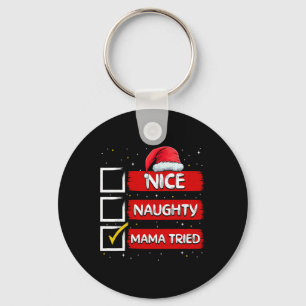 Lustiger Weihnachtsmann Netter Böser Mama Versucht Schlüsselanhänger